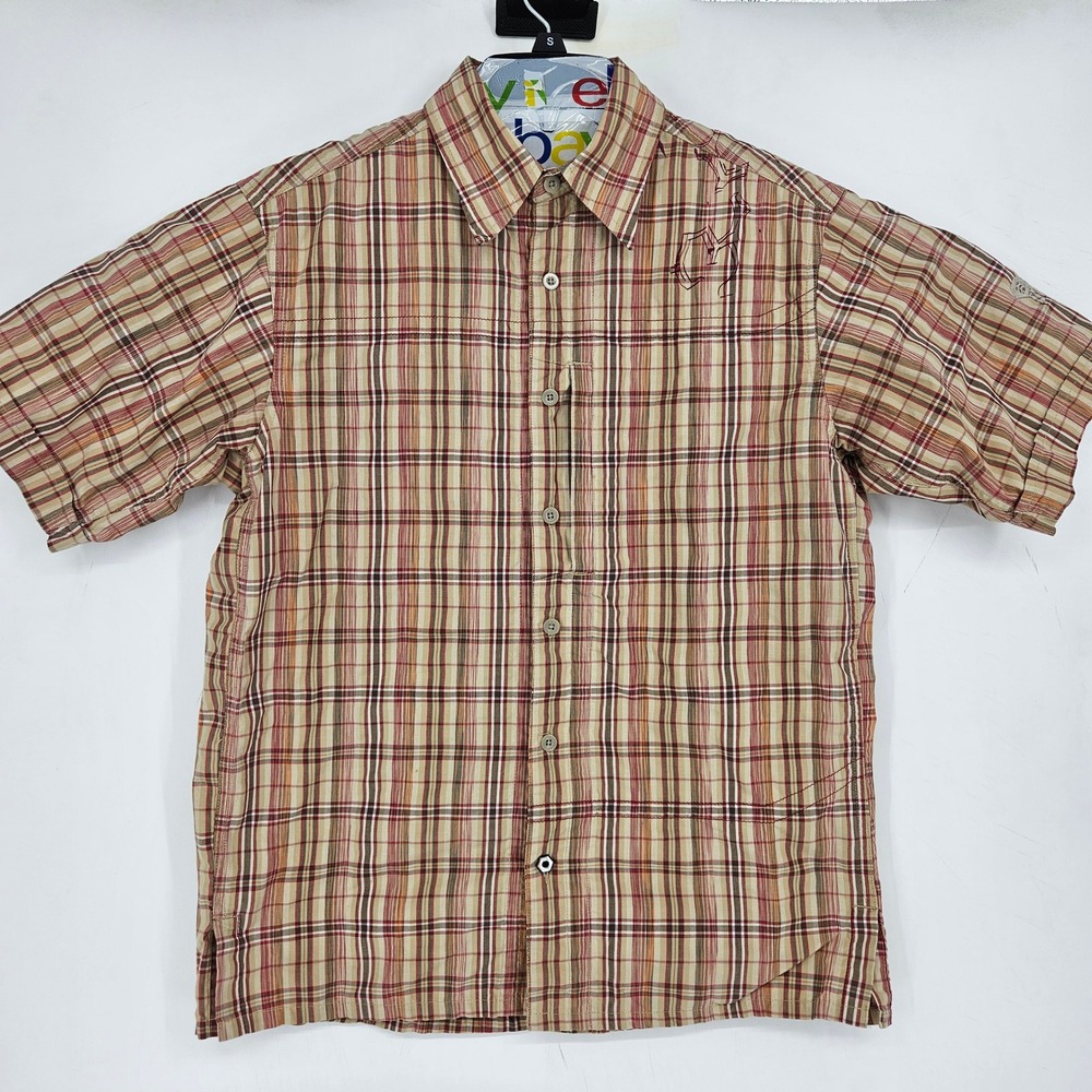 Mountain Hardwear Shirt Mens Medium Plaid Button Up Outdoors Hiking Short Sleeve